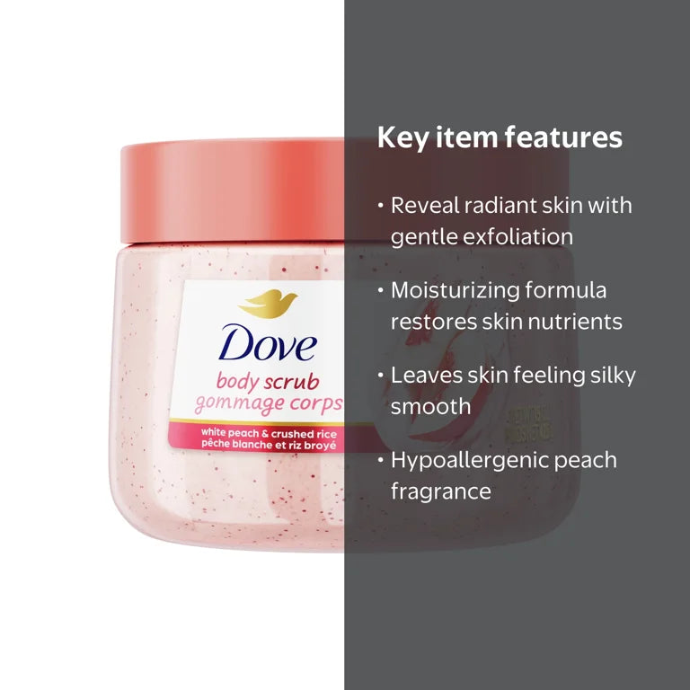 Dove Exfoliating Body Scrub for Women Peach, 15 oz