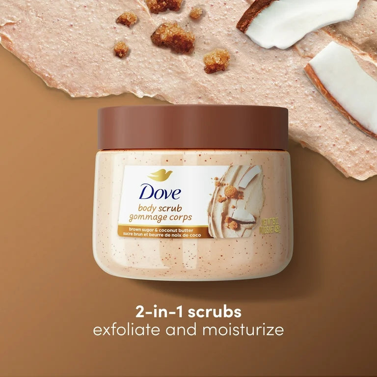 Dove Exfoliating and Moisturizing Body Scrub, Brown Sugar and Coconut Butter, 15 oz
