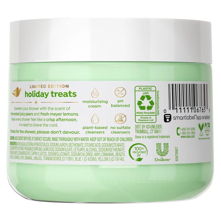 Dove Limited Edition Holiday Treats Body Scrub Pear Delight For Exfoliated & Hydrated Skin, 15 oz