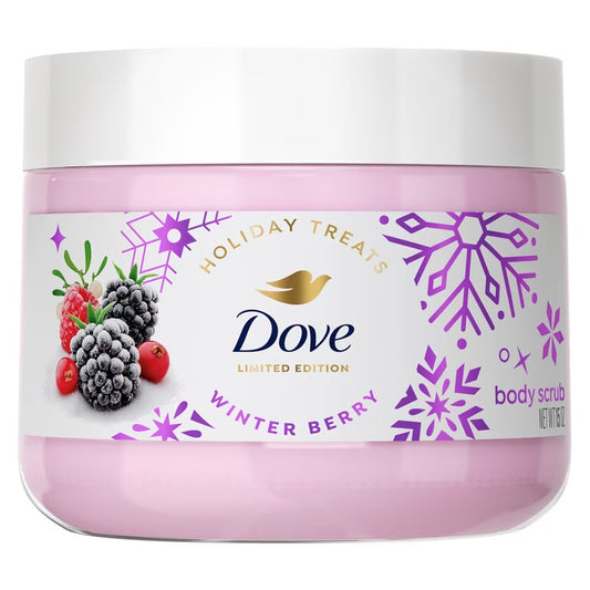 Dove Limited Edition Holiday Treats Body Scrub Scrub Winter Berry For Exfoliated & Hydrated Skin, 15 Oz
