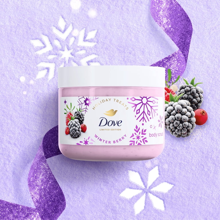 Dove Limited Edition Holiday Treats Body Scrub Scrub Winter Berry For Exfoliated & Hydrated Skin, 15 Oz