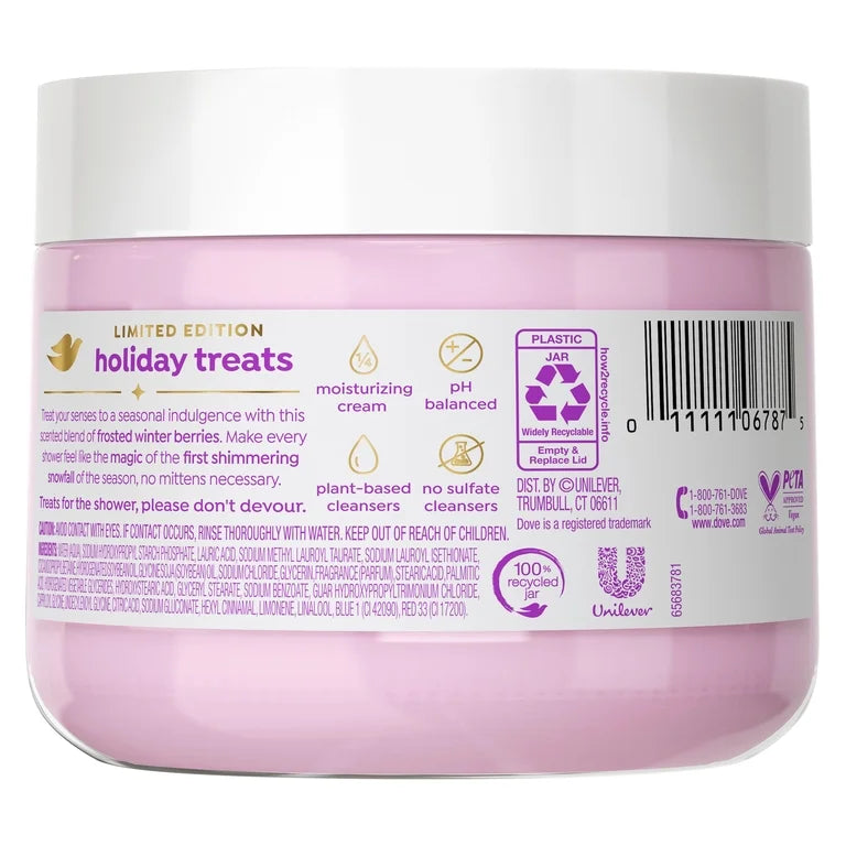 Dove Limited Edition Holiday Treats Body Scrub Scrub Winter Berry For Exfoliated & Hydrated Skin, 15 Oz