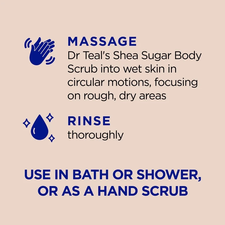 Dr Teal's Shea Sugar Body Scrub with Shea Butter, Almond & Essential Oils, 19 oz