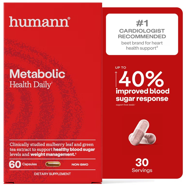 Humann Metabolic Health Daily, Triple-Action Blood Sugar & Glucose Support, Metabolic Balance Supplement, Plant-Based Non-GMO, 60 Capsules