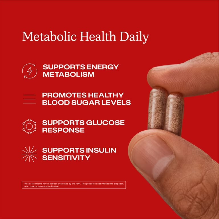 Humann Metabolic Health Daily, Triple-Action Blood Sugar & Glucose Support, Metabolic Balance Supplement, Plant-Based Non-GMO, 60 Capsules