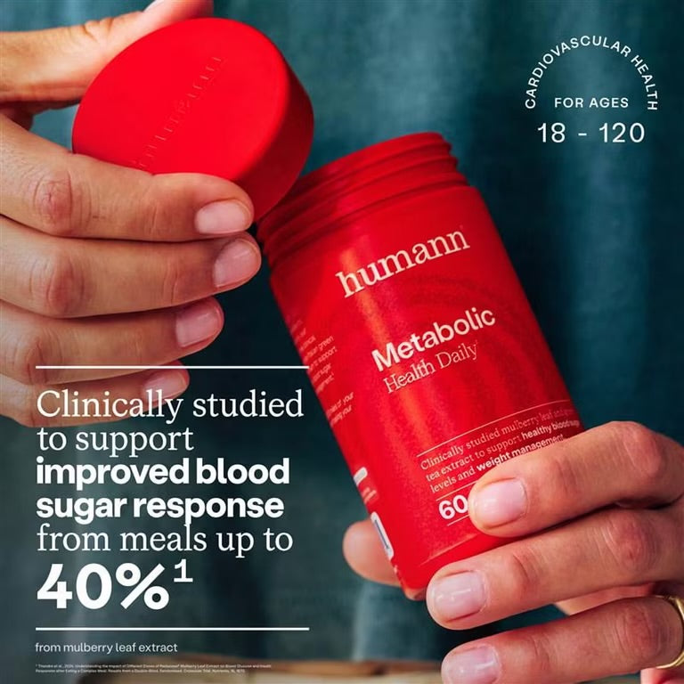 Humann Metabolic Health Daily, Triple-Action Blood Sugar & Glucose Support, Metabolic Balance Supplement, Plant-Based Non-GMO, 60 Capsules