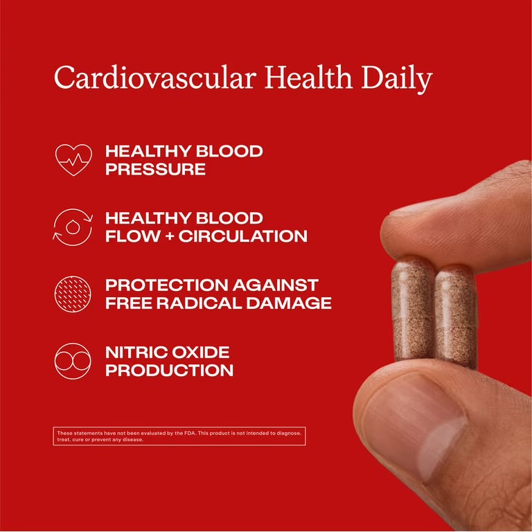 Humann Cardiovascular Health Daily, 4-in-1 Vascular & Blood Pressure Support Plant-Based Non-GMO, 60 Capsules