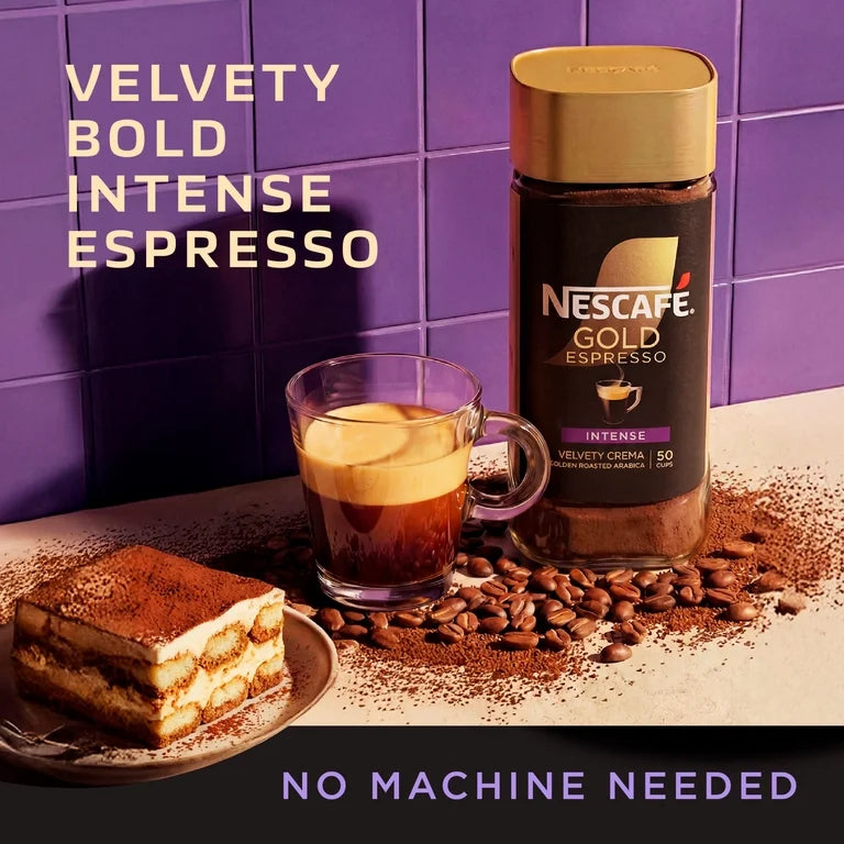 NESCAFÉ Gold Instant Espresso Powder, Intense, Instant Coffee, Coffee Essentials, 50 Cups 3.5 oz