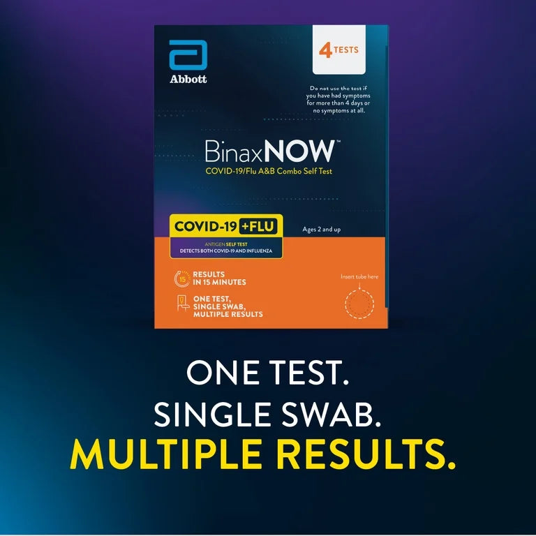 BinaxNOW™ COVID-19/Flu A&B Combo Self-Test with Fast, Reliable Results in 15 Minutes, 4 Count Pack