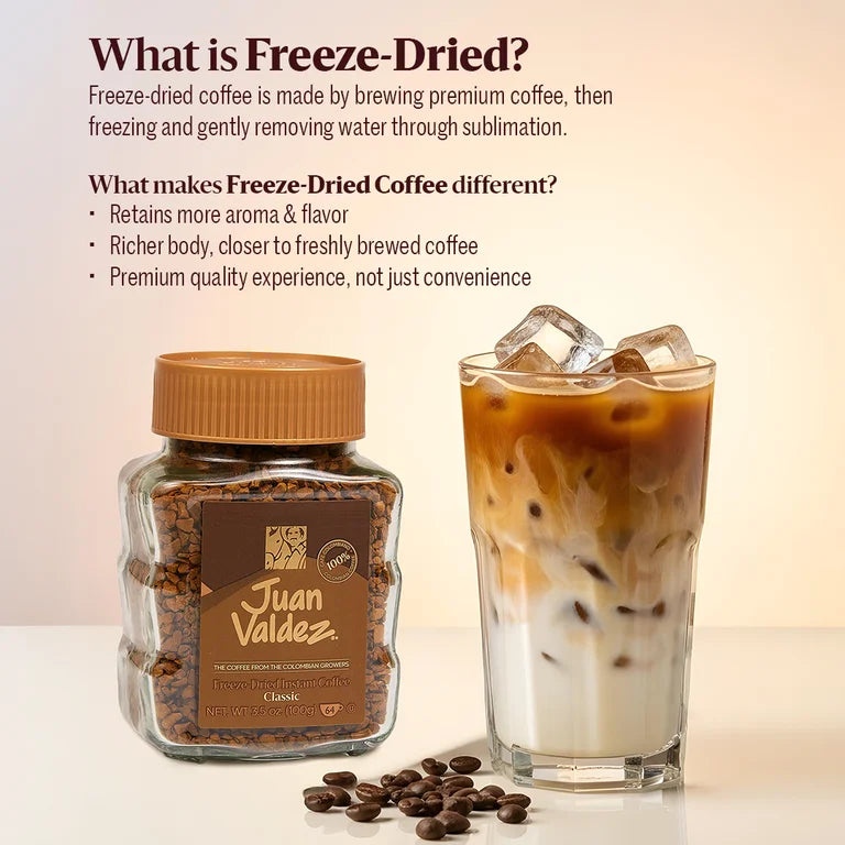 Juan Valdez Classic Freeze-Dried Instant Coffee – Premium Colombian, 3.52 oz