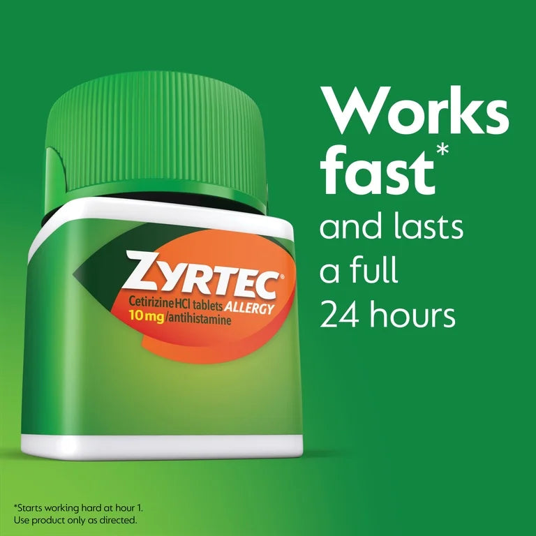Zyrtec 24 Hour Allergy Medicine Tablets, 10 mg Cetirizine HCl Antihistamine, 90 Count
