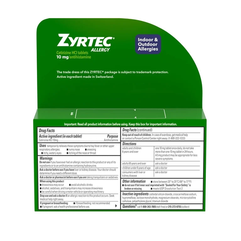 Zyrtec 24 Hour Allergy Medicine Tablets, 10 mg Cetirizine HCl Antihistamine, 90 Count