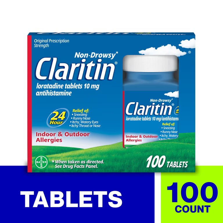 Claritin Allergy Relief 24 Hour Non-Drowsy Loratadine Antihistamine Allergy Medicine Tablets, 100 Count