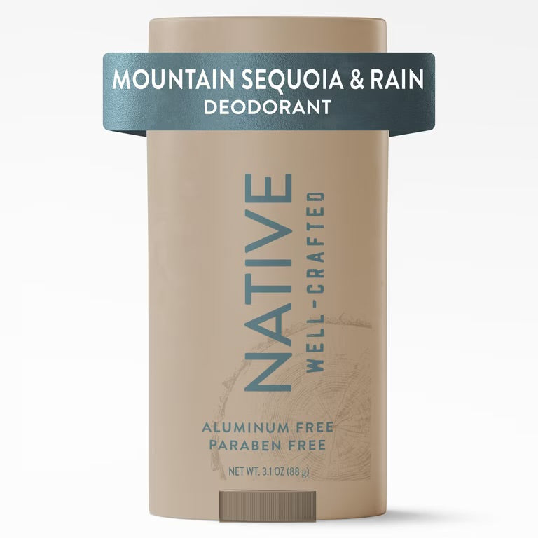 Native Aluminum Free Deodorant for Men, Mountain Sequoia & Rain, Well-Crafted, 3.1 oz
