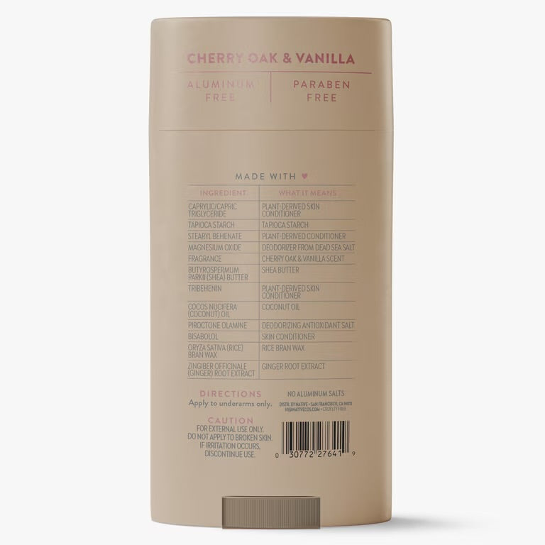 Native Aluminum Free Deodorant for Men, Cherry Oak & Vanilla, Well-Crafted, 3.1 oz