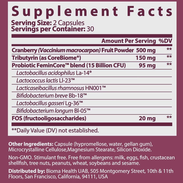 BIOMA Feminine Health Synbiotic, 60 ct / 30 serv.
