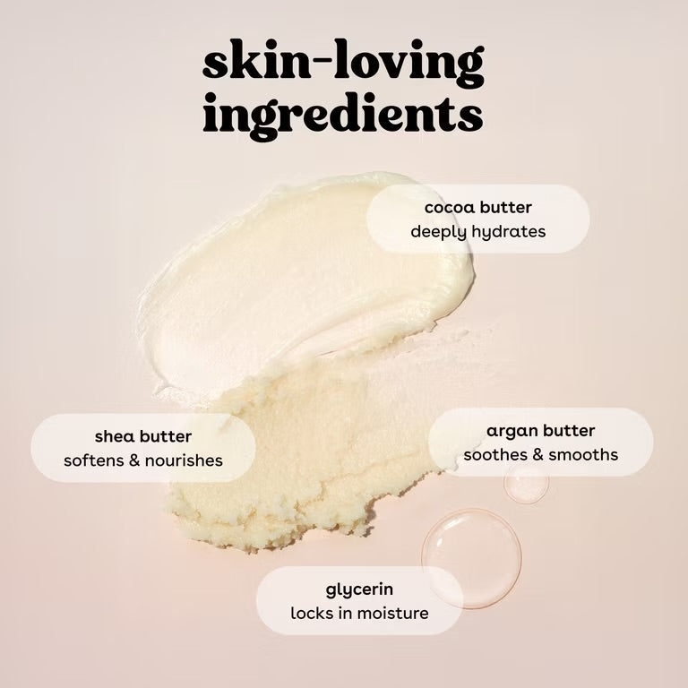 eos Vanilla Cashmere Whipped Body Butter, 72 Hour Moisturizing Body Butter for Dry Skin with Shea, Cocoa & Argan Oil, 12 oz