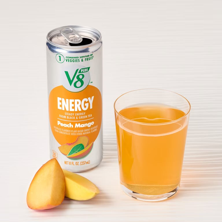 V8 Energy Peach Mango Energy Drink, 8 fl oz Can, 6 pack