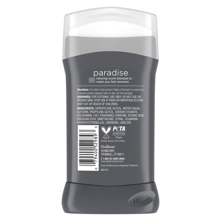 Dove Men+Care Deodorant Stick Mood Boosting Scent Paradise 72h Odor Protection, 3 oz