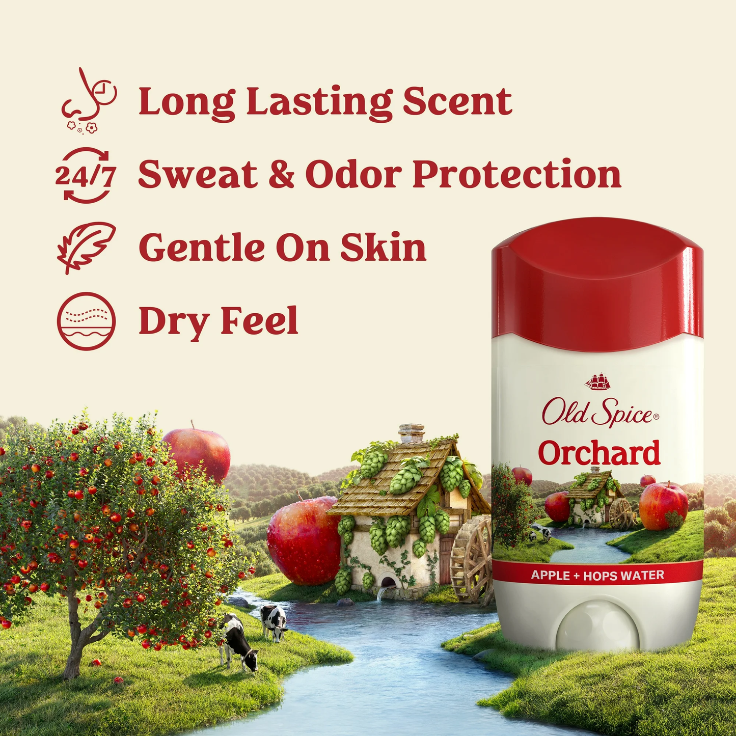 Old Spice Mens Antiperspirant Deodorant Invisible Solid Stick Orchard, 2.6 oz