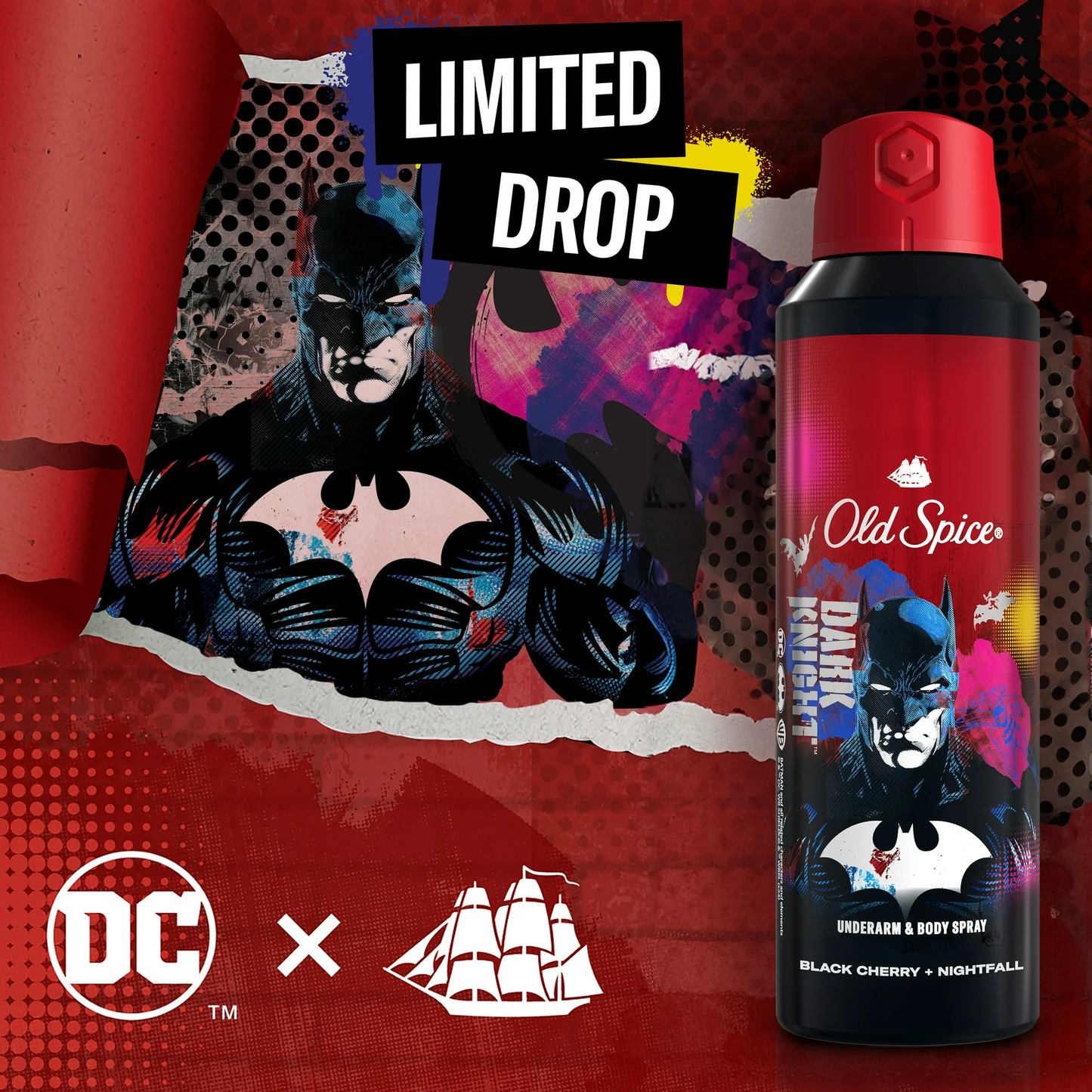 Old Spice Aluminum Free Deodorant for Men, 24/7 Freshness, Body Spray, Long Lasting Odor Protection, Smell Like a Hero, Batman, Black Cherry and Nightfall Scent, 5.1oz