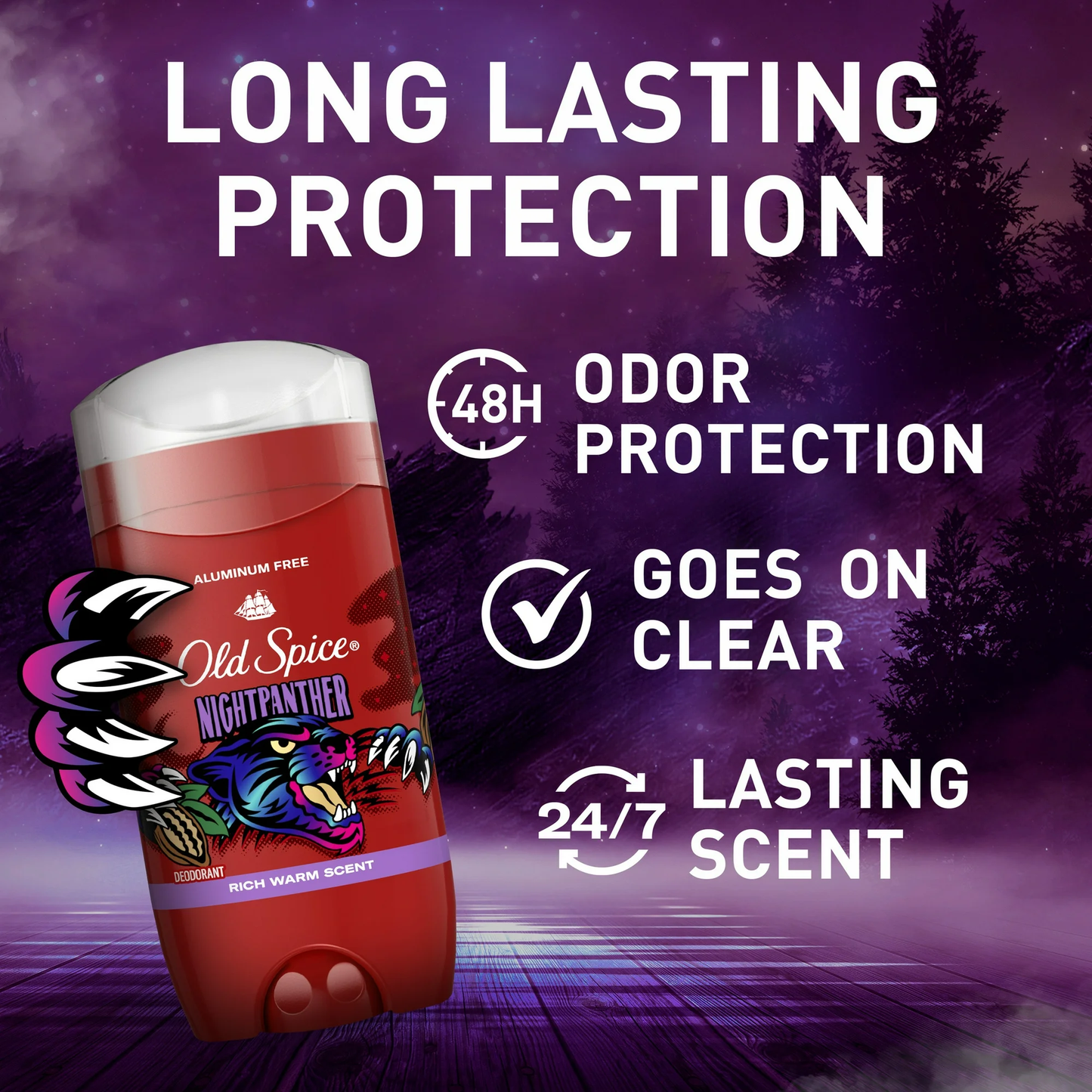 Old Spice Aluminum Free Men's Deodorant, Invisible Solid Stick, NightPanther, 3.0 oz