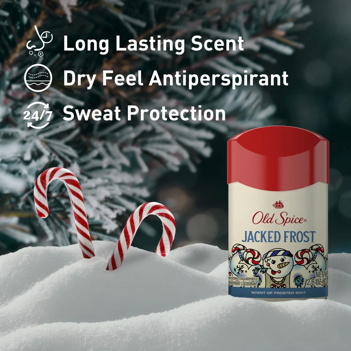 Old Spice Antiperspirant and Deodorant for Men, Holidudes Limited Edition, Jacked Frost , Frosted Mint Scent, 2.6oz