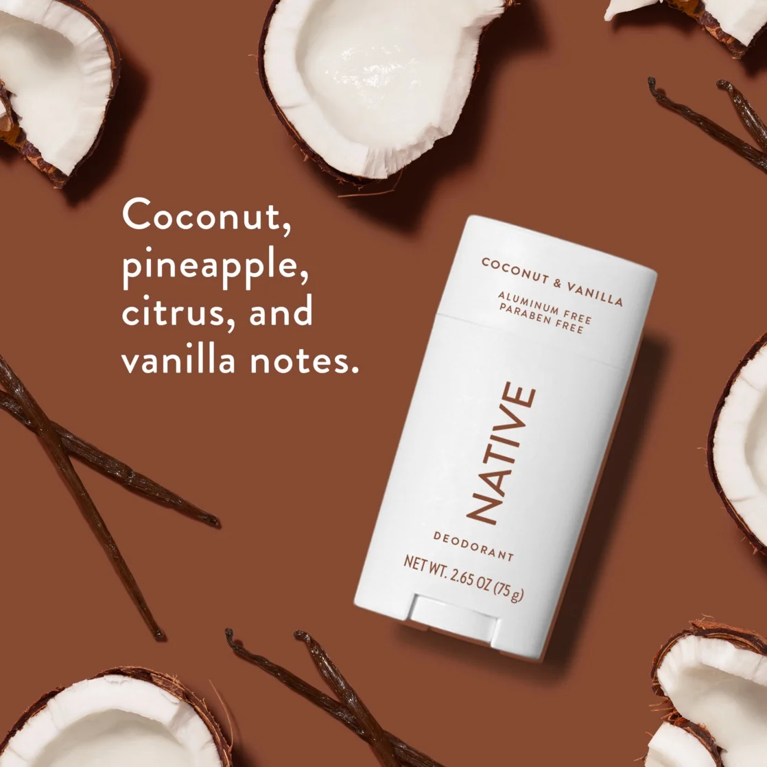 Native Deodorant, Aluminum Free, Coconut & Vanilla Sensitive Whole Body Deodorant 2.4 oz