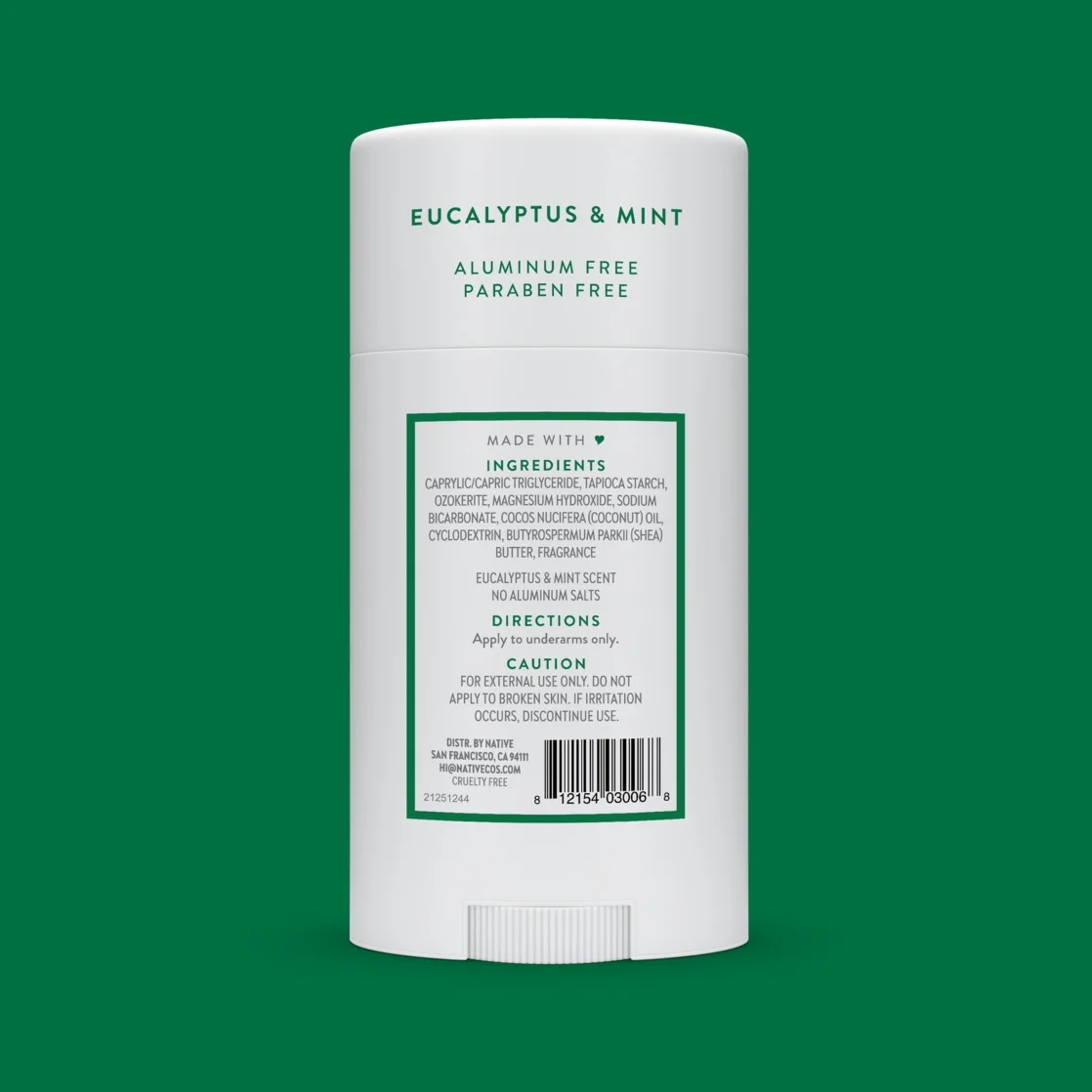 Native Deodorant, Aluminum Free, Eucalyptus & Mint, for Women and Men, 2.65 oz
