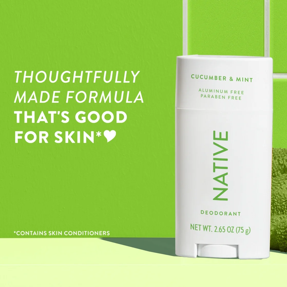 Native Deodorant, Aluminum Free, Cucumber & Mint, for Women and Men, 2.65 oz