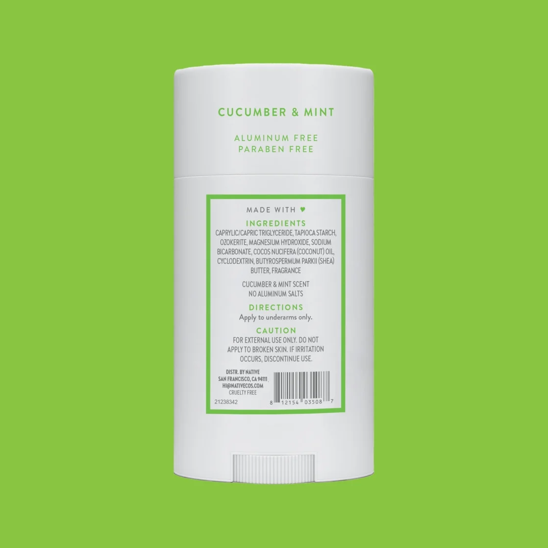 Native Deodorant, Aluminum Free, Cucumber & Mint, for Women and Men, 2.65 oz