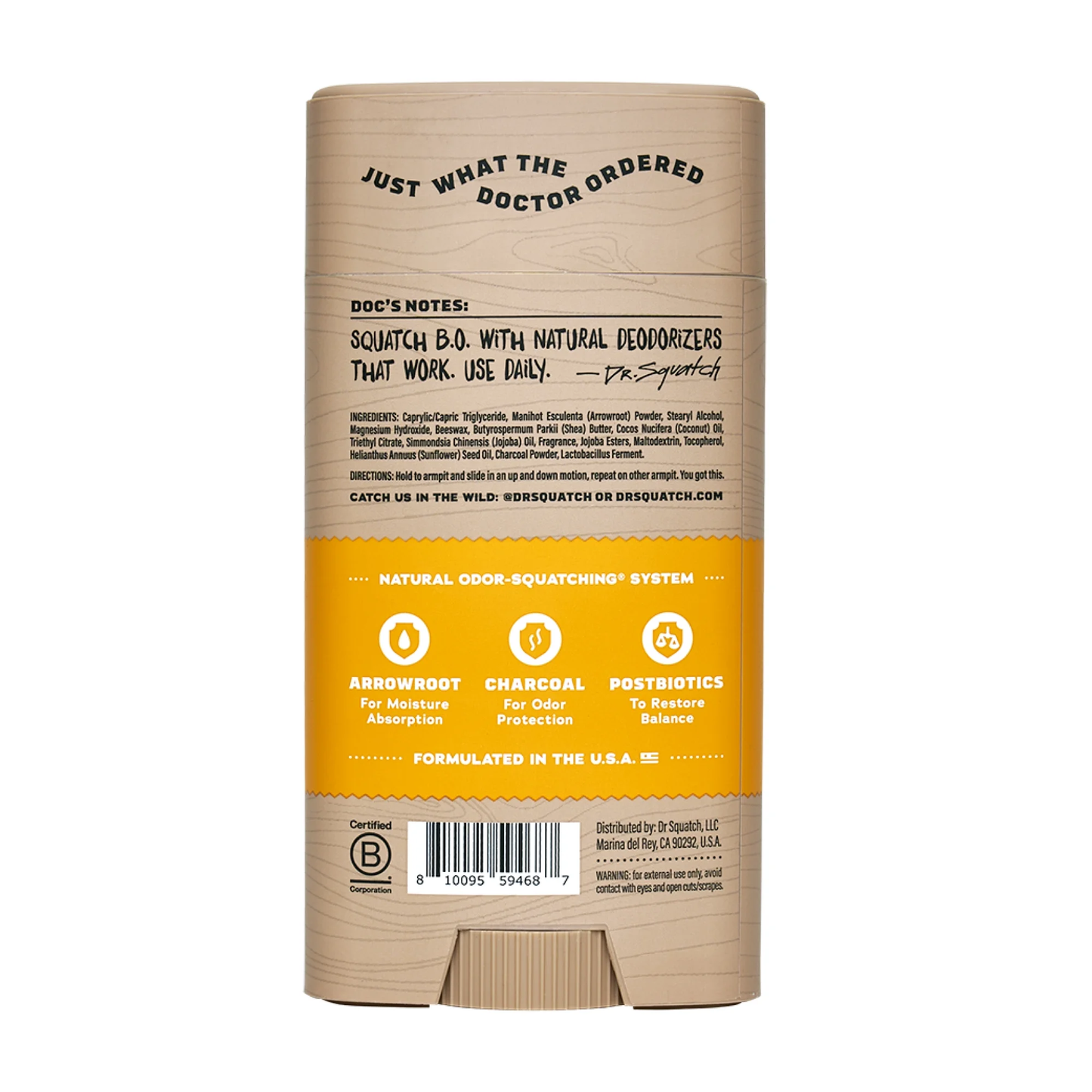 Dr. Squatch Summer Citrus Natural Deodorant for Men, 2.65 oz
