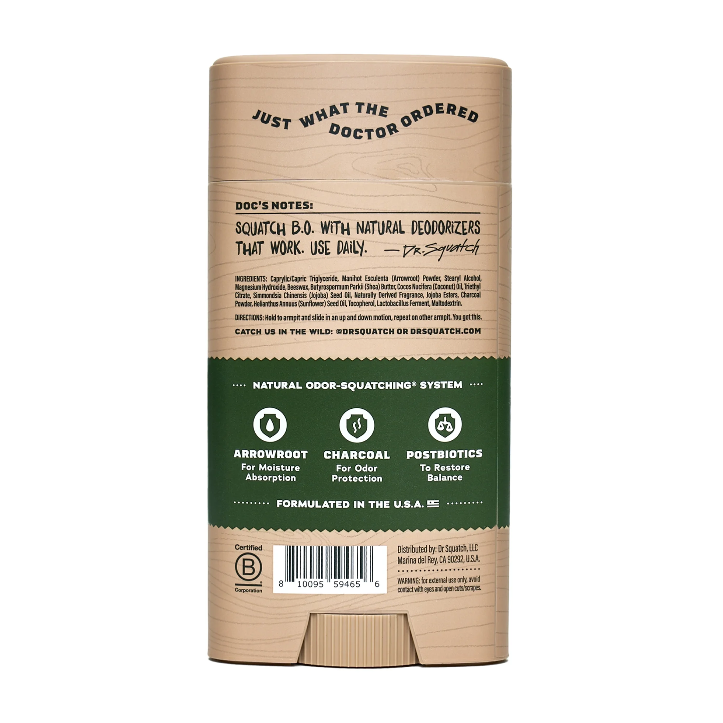 Dr. Squatch Pine Tar Natural Deodorant for Men, 2.65 oz