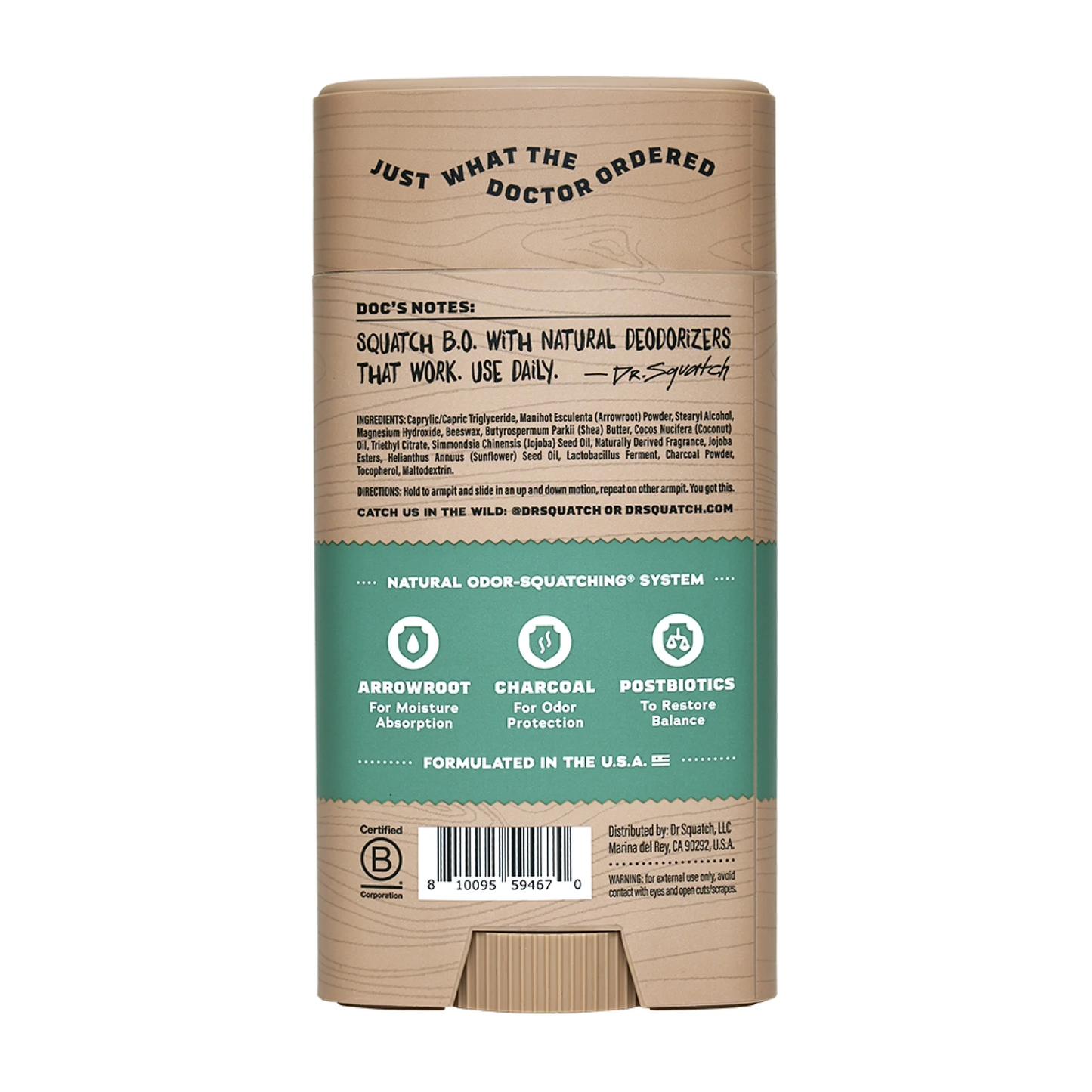 Dr. Squatch Rainforest Rapids Natural Deodorant for Men, 2.65 oz