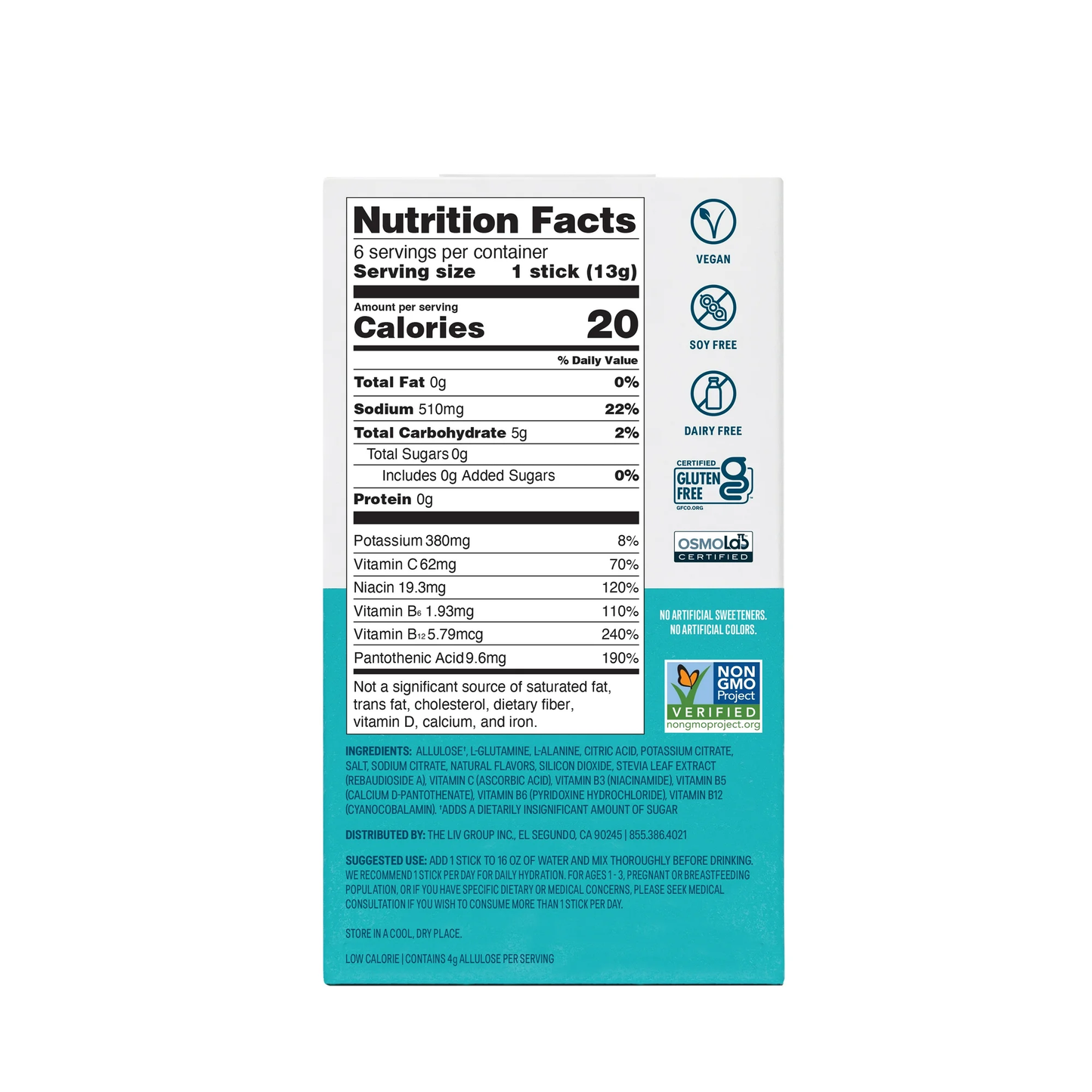 Liquid I.V. Rainbow Sherbet Sugar-Free Hydration Multiplier Powdered Electrolyte Drink Mix, 6 Ct Packets