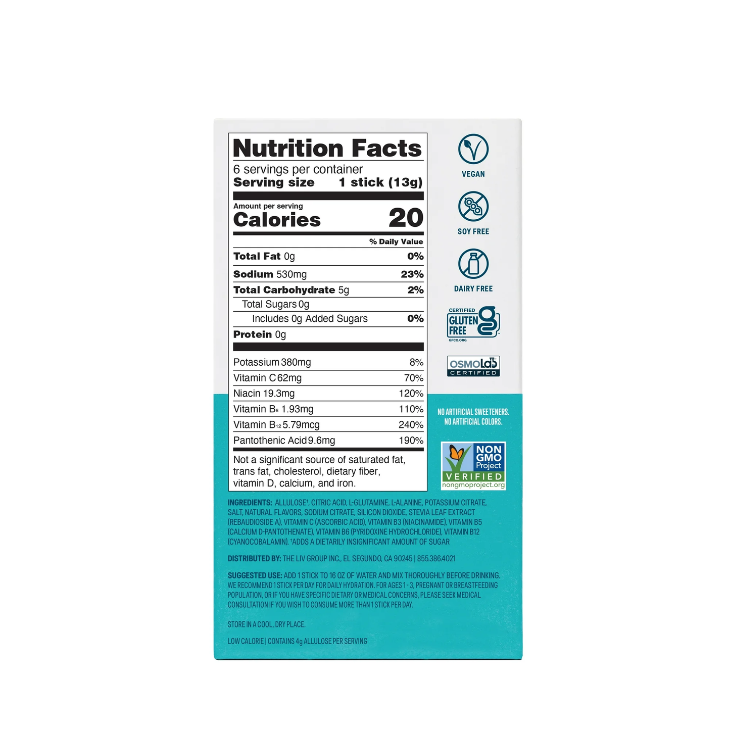 Liquid I.V. Lemon Lime Sugar-Free Hydration Multiplier Powdered Electrolyte Drink Mix, 6 Ct