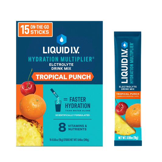 Liquid I.V. Tropical Punch Hydration Multiplier Powdered Electrolyte Drink Mix, 15 Count Packets