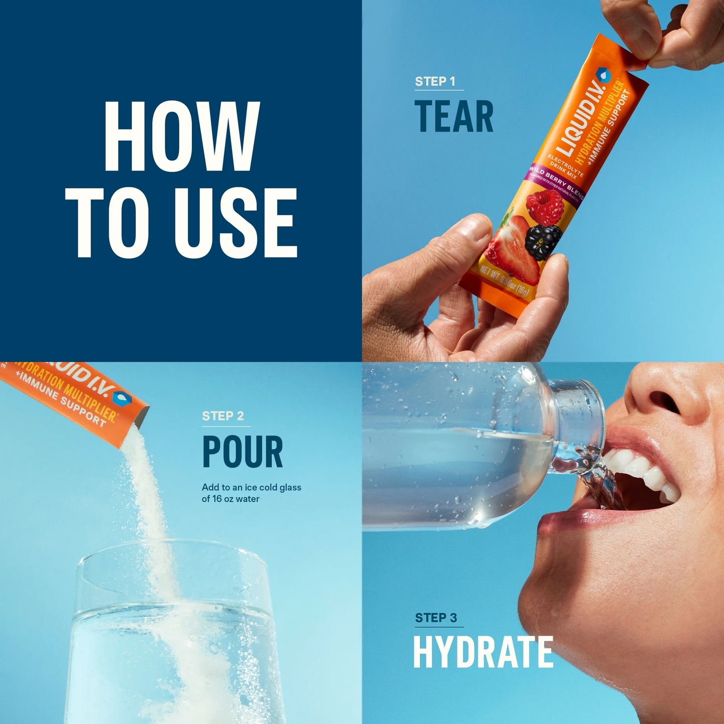 Liquid I.V. Tangerine Hydration Multiplier +Immune Support Powdered Electrolyte Drink Mix, 6 Ct
