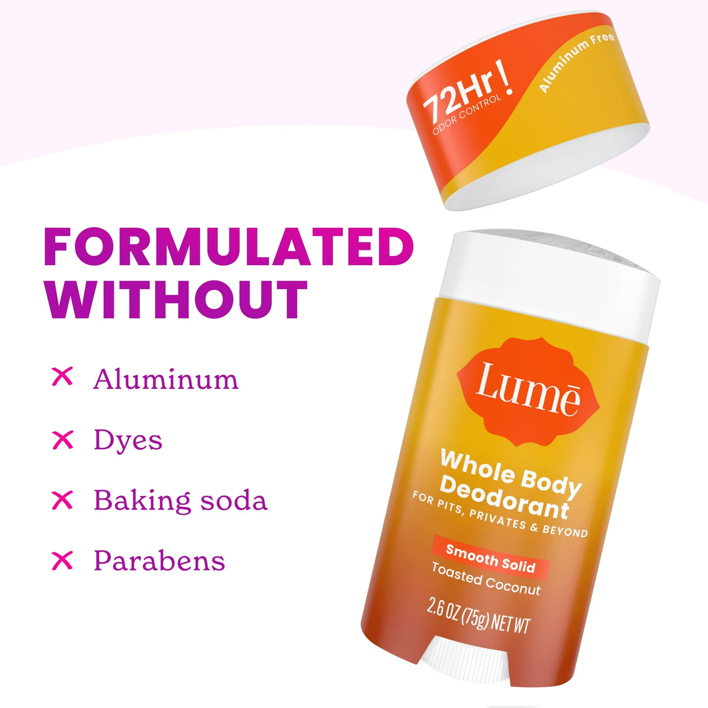 Lume Whole Body Women's Deodorant - Smooth Solid Stick - Aluminum Free - Toasted Coconut - 2.6oz