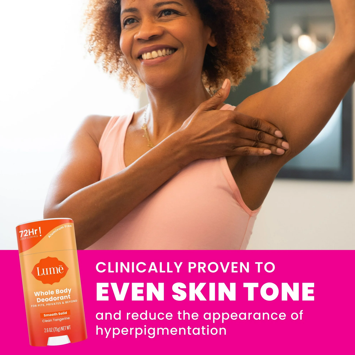 Lume Whole Body Women’s Deodorant - Smooth Solid Stick - Aluminum Free - Clean Tangerine - 2.6oz