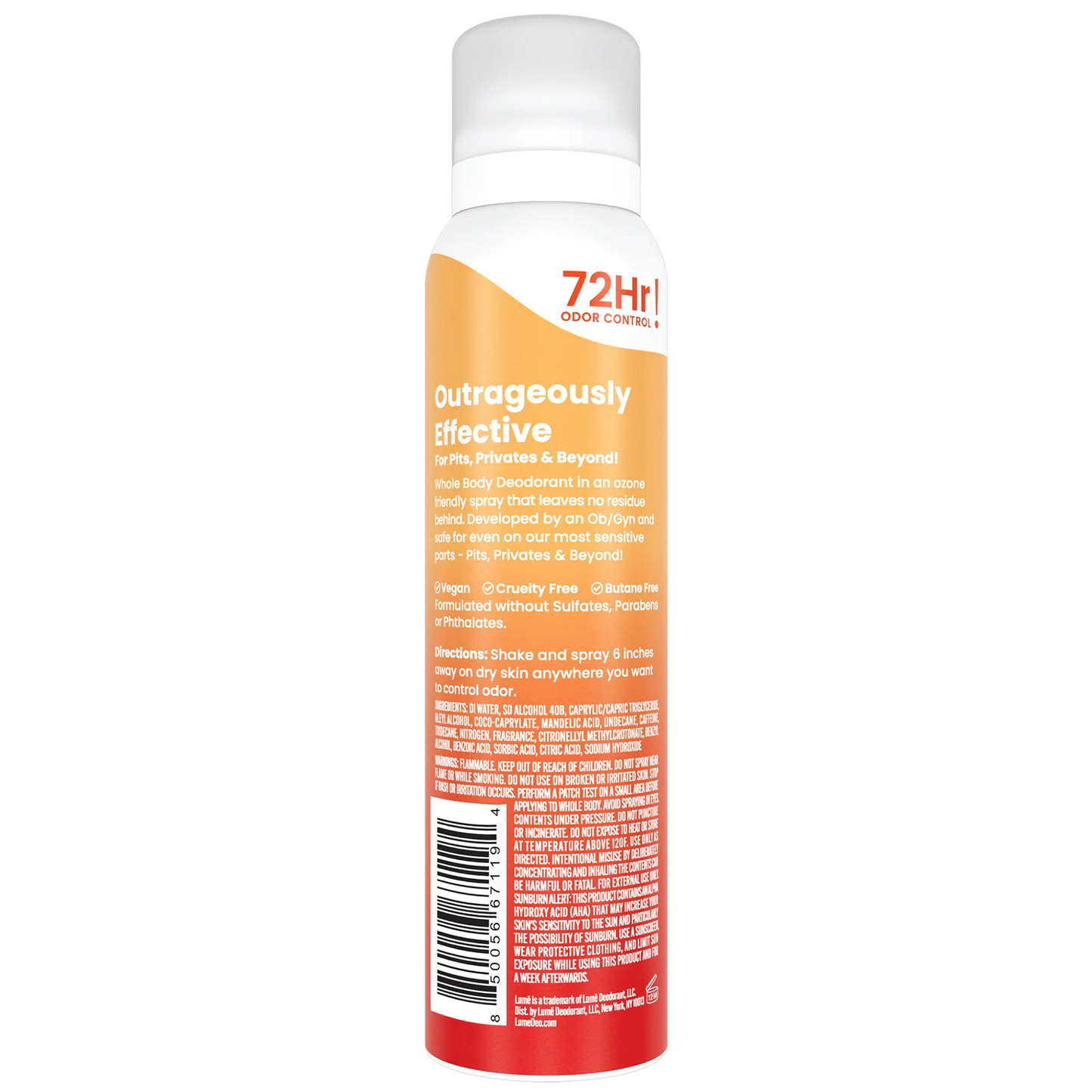 Lume Whole Body Deodorant for Women, Spray Deodorant, Aluminum Free, Clean Tangerine, 3.6 oz