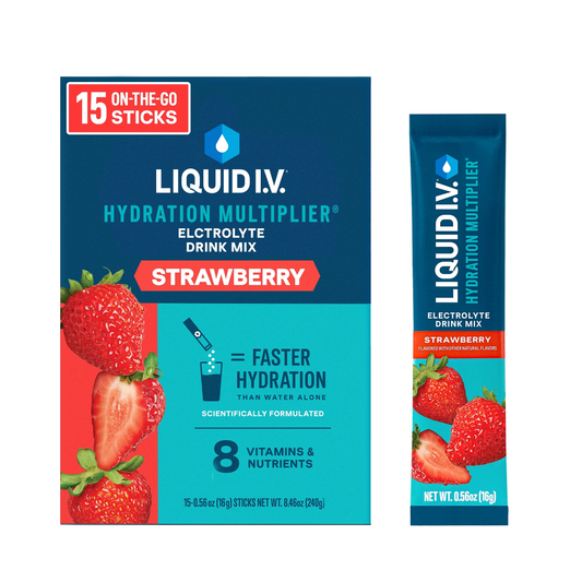 Liquid I.V. Strawberry Hydration Multiplier Powdered Electrolyte Drink Mix, 15 Count Packets