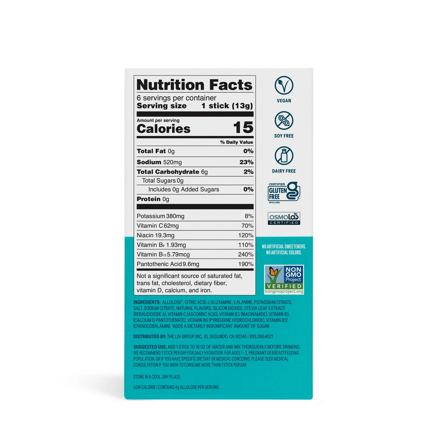 Liquid I.V. Raspberry Lemonade Sugar-Free Hydration Multiplier Powdered Electrolyte Drink Mix, 6 Count Packets