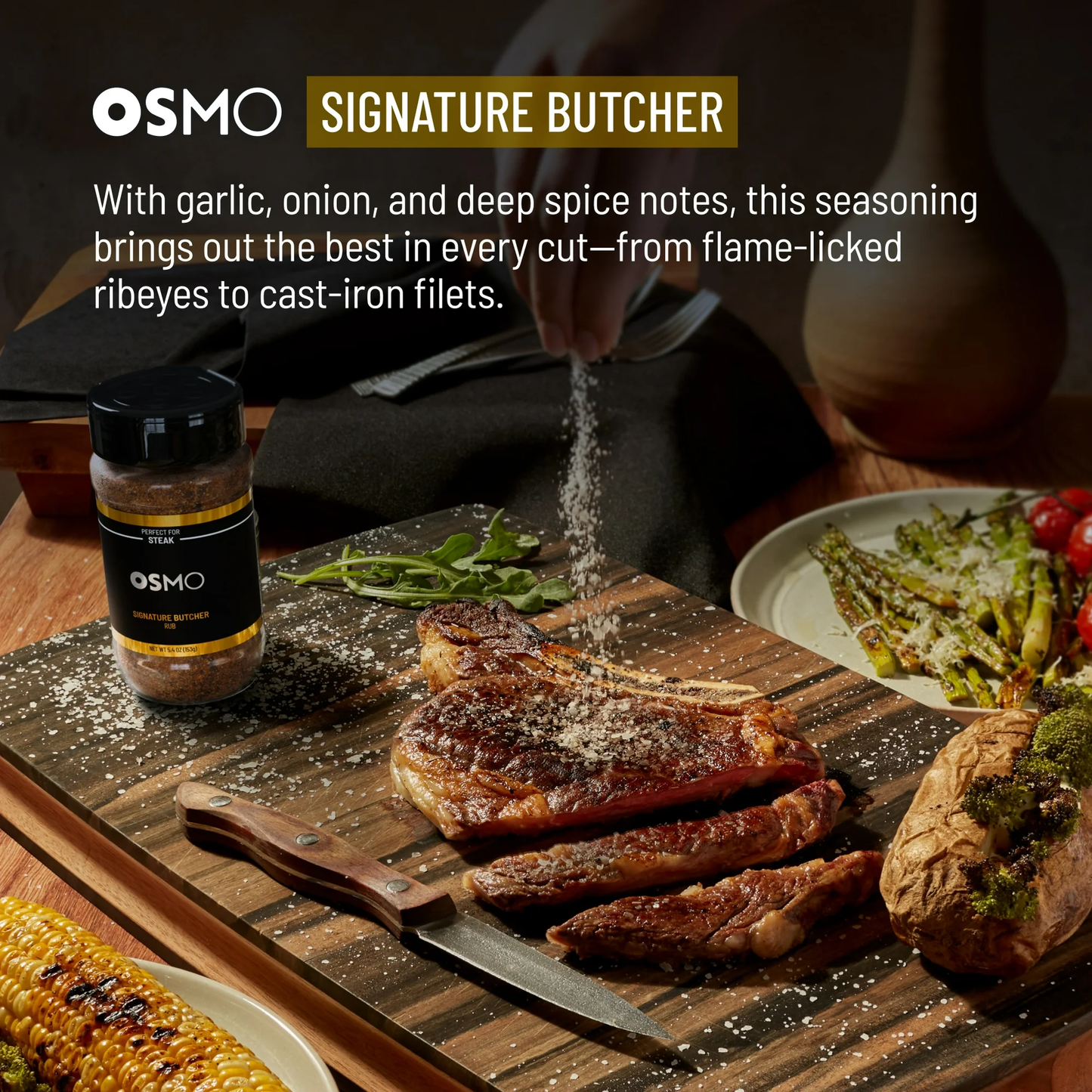 Osmo Signature Butcher Rub for Steak and Beef, 5.4 oz Powder, Gluten-Free