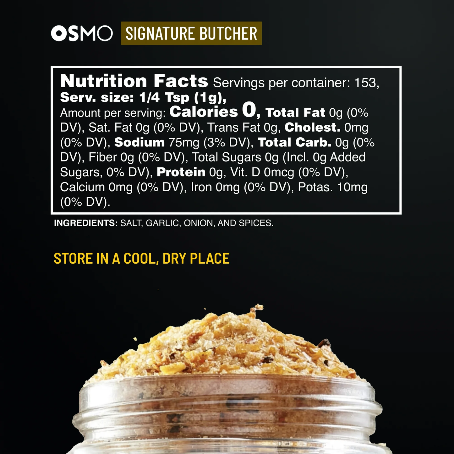 Osmo Signature Butcher Rub for Steak and Beef, 5.4 oz Powder, Gluten-Free