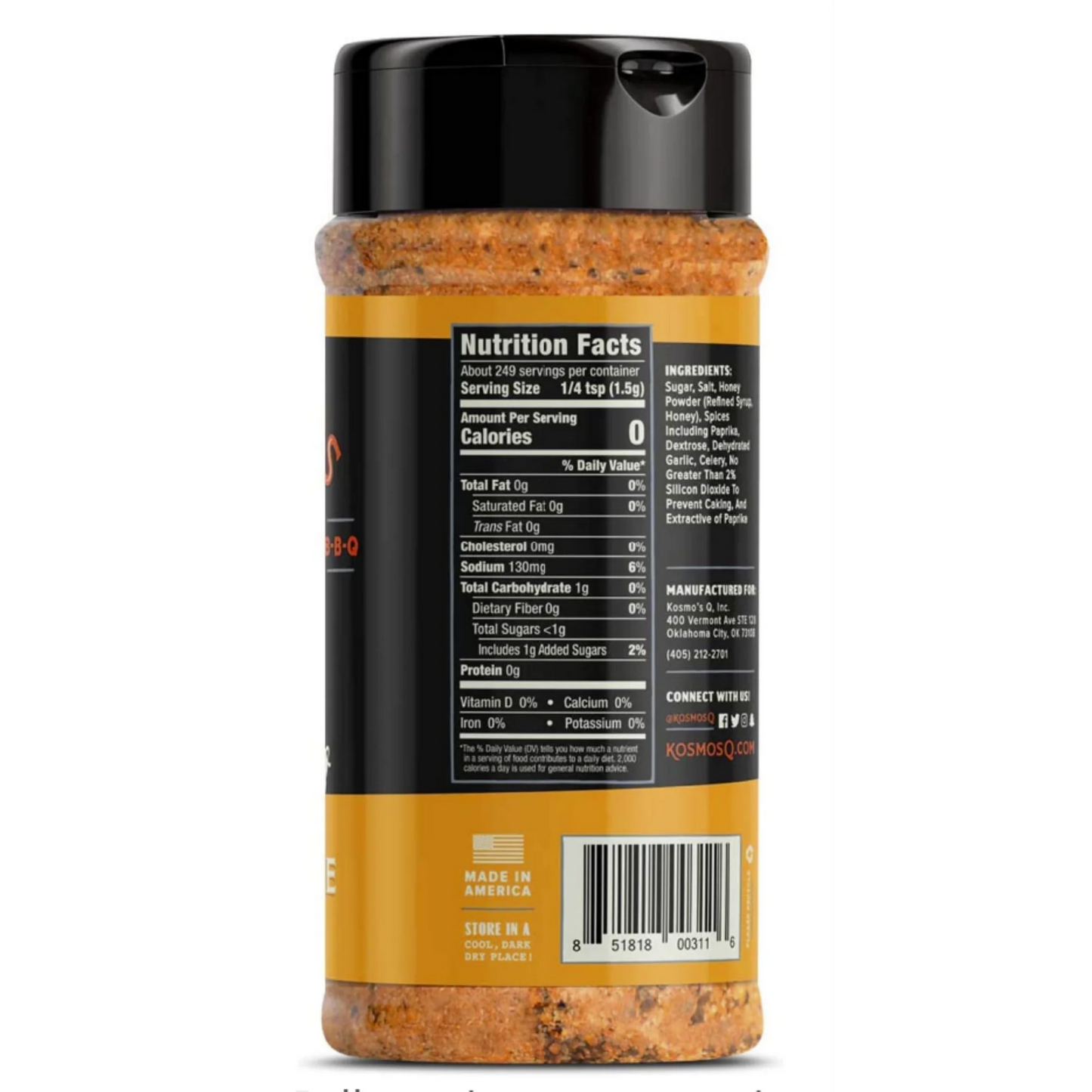 Kosmos Q Honey Killer Bee Dry BBQ Rub and Seasonings, 13.2 oz