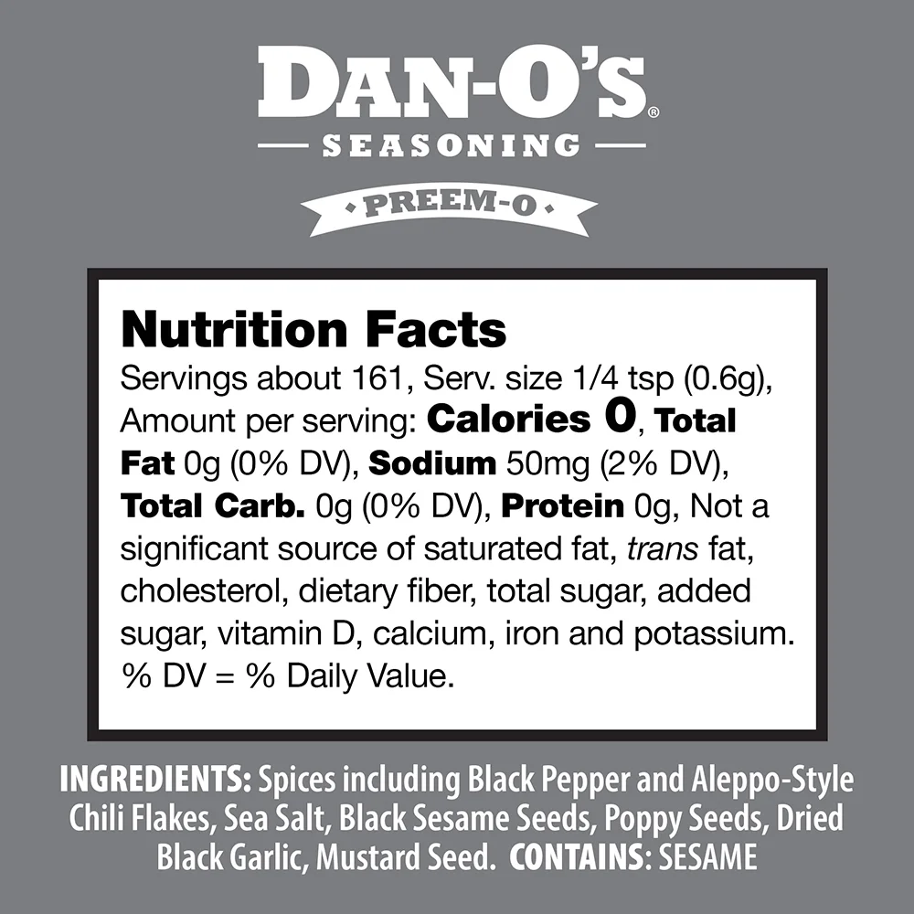 Dan-O's Preem-O Seasoning - All-Purpose Steak & Meat Seasoning - Great for cooking & grilling anything - Small bottle (3.4 oz)