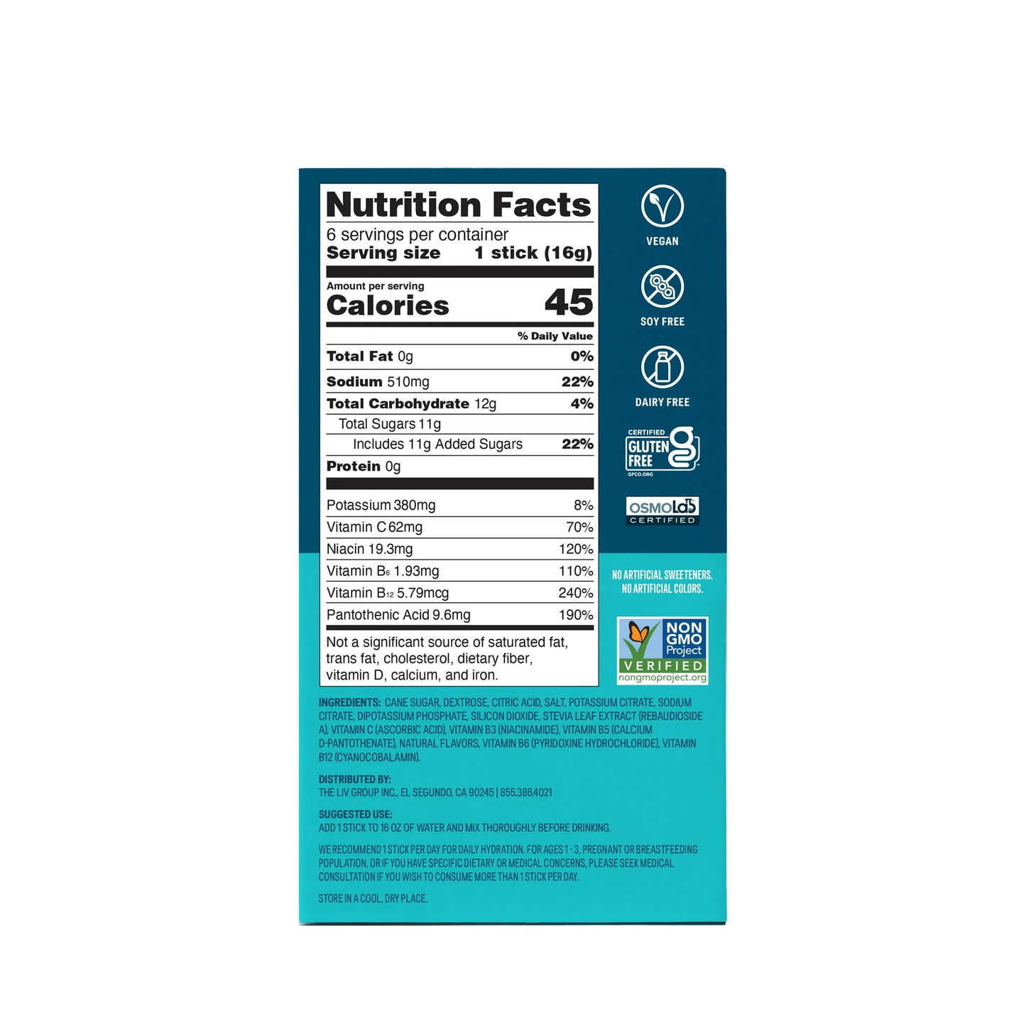 Liquid I.V. Piña Colada Hydration Multiplier Powdered Electrolyte Drink Mix, 6 Count Packets