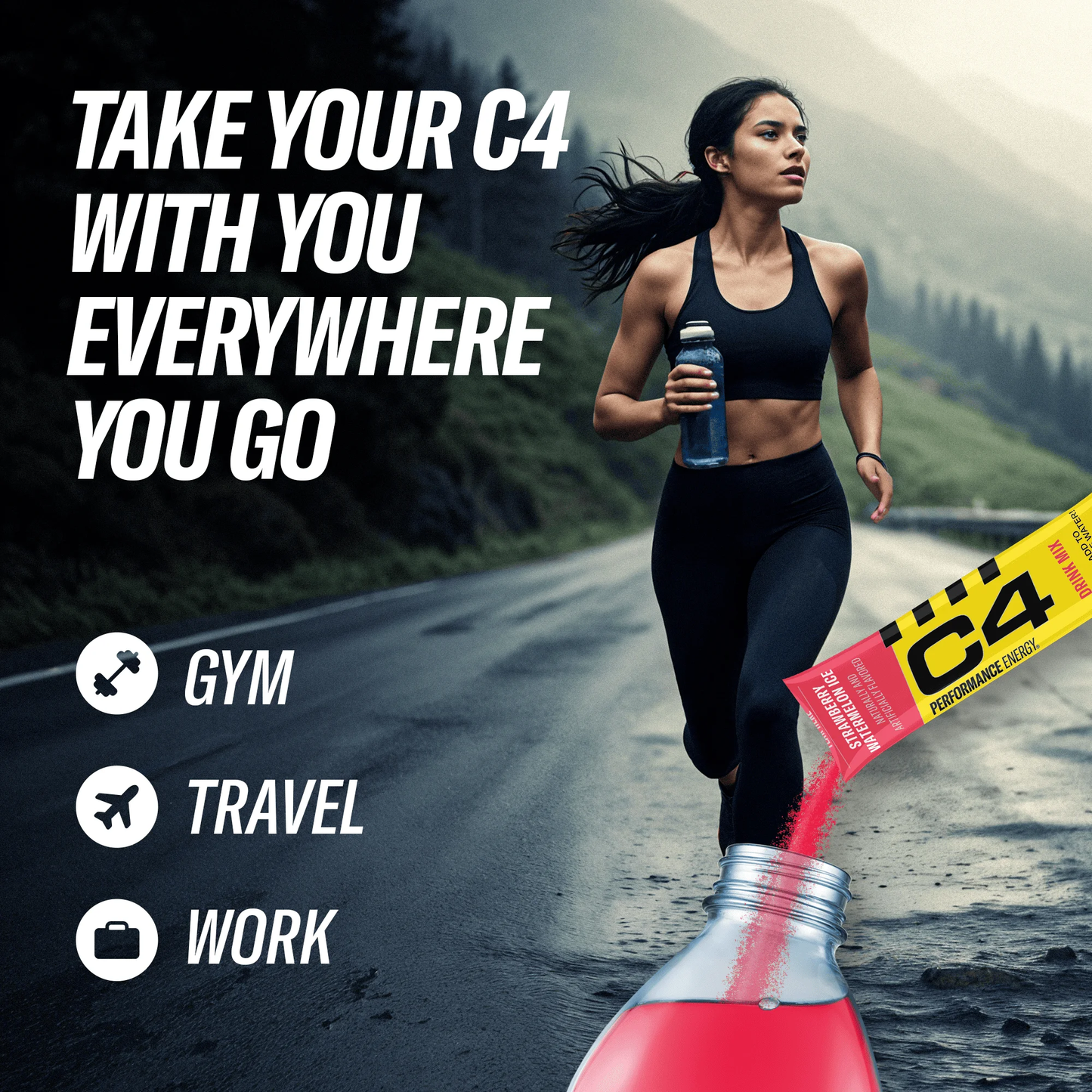 C4 Performance Energy Powder Mix Strawberry Watermelon Ice, 8 Pack