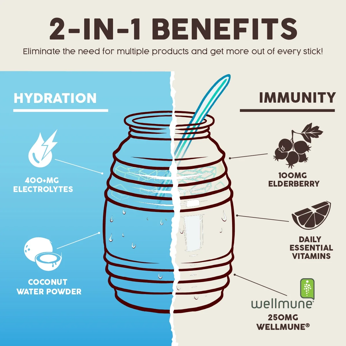 Taste Salud, Hydration + Immunity Drink Mix, Horchata, 1.27 oz